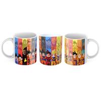 NET Nueva Era Textil Taza Dragon Ball - Goku Evoluciones y Transformaciones - Diseño Anime a Todo Color - Taza de Cerámica para Café o Té - Regalo para Fans 350ml