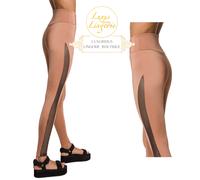 Net Overlay Leggings By Wolford L Largo Caramelo Black Elástico Pantalón Con Red