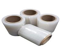 Net4Client Paquete de 4 Rollos de Envoltura Elástica Transparente por Cajas de Embalaje de Paquetes Envoltura de Película Adhesiva Rollos de Estiramiento Rápido 100mm 150m Fi50 23µm