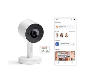 Netatmo Cámara Inteligente para Interiores Advance - Reconocimiento Facial Optimizado por IA, Audio Bidireccional, Ángulo de visión Amplio de 130°, HDR 2K, 30 fps, Zoom X16, 2X SD - Blanco