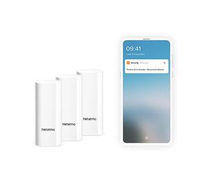 Netatmo DTG-FR - Sensores Inteligentes de Apertura de Puerta y Ventana, Detector de vibración inalámbrico de una Sola Pieza, Paquete de 3