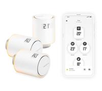 Netatmo Paquete de 3 Cabezales Termostáticos Inteligentes - Accesorio para Termostato Conectado, Control a Distancia, Ahorro de Energía, Compatible con Alexa & HomeKit