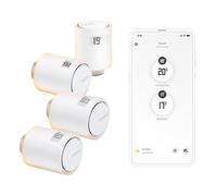 Netatmo Paquete de 4 Cabezales termostáticos conectados e inteligentes, accesorio para termostato conectado e inteligente, válvulas termostáticas para radiadores, NBU-4-NAV-EU