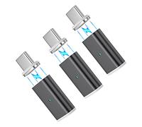 NetDot Gen10 Adaptador magnético de Carga rápida y USB-C(Hembra) a USB-C(Masculino) para teléfonos Inteligentes Android (3 Pack Negro)