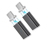 NetDot Gen10 Adaptador magnético de Carga rápida y USB-C(Hembra) a USB-C(Masculino) para teléfonos Inteligentes Android (2 Pack Negro)