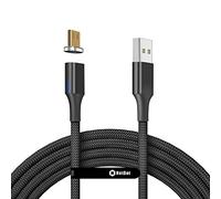 NetDot Gen10 Micro USB Cable de Carga rápida magnético de Nailon Trenzado con LED Lateral Compatible con Dispositivo Android (2 m/1 Paquete Negro)