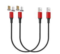 NetDot Gen10 Micro USB y USB-C Cable de carga rápida magnético trenzado de nailon con lateral compatible con dispositivo Android (0,3 m/2 paquete rojo)