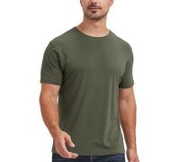 netdraw Camiseta de algodón de bambú de viscosa ultrasuave para hombre, cuello redondo, manga corta, casual, para descansar, Verde oliva, XXX-Large