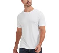 netdraw Camiseta de algodón de bambú de Viscosa ultrasuave para Hombre, Cuello Redondo, Manga Corta, Casual, para Descansar, Blanco, Large
