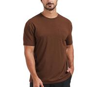 netdraw Camiseta de viscosa de bambú ultra suave con bolsillo para hombre, ajuste clásico, ligera, refrescante, de manga corta, casual, básica, Marrón profundo, XX-Large