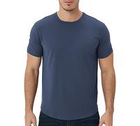 netdraw Camiseta informal de viscosa de bambú ultrasuave para hombre, dobladillo curvado, ligera, mezcla de algodón refrescante, Manga corta azul pacífico 67bambú, XX-Large
