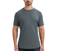 netdraw Camiseta informal de viscosa de bambú ultrasuave para hombre, dobladillo curvado, ligera, mezcla de algodón refrescante, gris (Oil Grey), Medium