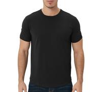 netdraw Camiseta informal de viscosa de bambú ultrasuave para hombre, dobladillo curvado, ligera, mezcla de algodón refrescante, S/S Negro, Medium