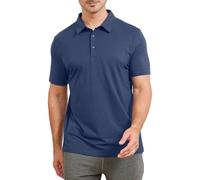 netdraw Polo de viscosa de bambú ultra suave para hombre, ligera, refrescante, de manga corta, informal, con cuello, Pacific Blue, Medium