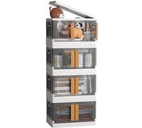 NETEL Cajas Almacenaje Plastico Grandes,4x 32L Storage Box,Caixas Arrumação Plastico,Transparente Cajas de Almacenamiento Apilables con Tapas y Ruedas, Caja de plástico duro y grueso