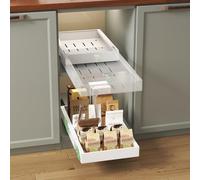 NETEL Lot de 2 tiroirs télescopiques extensibles - Largeur : 30,5 cm - Profondeur réglable : 42 à 55 cm - Pour armoires de cuisine - Avec film adhésif - Pas de perçage - Blanc