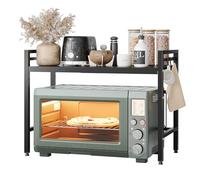 NETEL Soporte Extensible para microondas de 2 Niveles,Estante microondas encimera Ajustable,estanteria Cocina encimera,Organizador microondas,Ancho Ajustable (40-60 cm),Negro