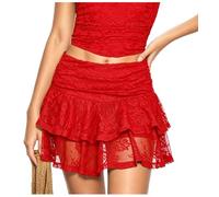 Neteson Minifalda Sexy Mujer Y2k Mini Falda Plisada Corta Minifalda Encaje con Volantes Falda con Pantalón A línea Vestido Fiesta Faldas Skater Ropa de Calle para Carnaval Tenis Danza