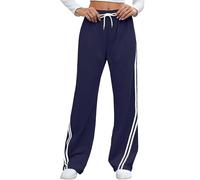Neteson Pantalón Chándal Mujer Ancho Pantalones Deportivos Largos Algodón con Cordón Ajustable Pantalón Jogger Cargo para Deporte Yoga Fitness Casual