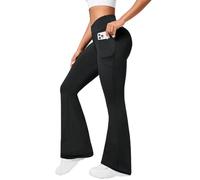 Neteson Pantalon Mujer Campana Elastico Pantalones Acampanados con Bolsillos Cintura Alta Flared Leggins Yoga Pants Mallas Deportivos Push Up Opacos Bootcut Pantalon de Jazz Fitness Casual
