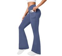 Neteson Pantalon Mujer Campana Elastico Pantalones Acampanados con Bolsillos Cintura Alta Flared Leggins Yoga Pants Mallas Deportivos Push Up Opacos Bootcut Pantalon de Jazz Fitness Casual