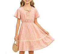 Neteson Vestido Verano Niña Algodón Manga Corta Vestido Casual Elegante