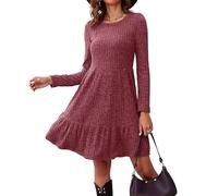 Neteson Vestidos Mujer Casual Elegante Vestido de Punto Suéter Manga Larga Cuello Redondo A-Line Túnica Vestidos Jersey Otoño Invierno