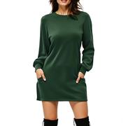 Neteson Vestidos Tipo Jersey para Mujer Vestido Suéter Manga Larga Cuello Redondo Vestidos de Camiseta Túnica Informal con Bolsillos