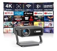 【Netflix Oficial & Auto Focus/Keystone】 30000 Lumen Smart Proyector 4K Soporte WiFi 6 Bluetooth Full HD 1080P, VOPLLS Proyector Portatil con Dolby Audio Projector Cine en Casa para iOS/Android