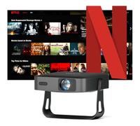 Netflix Oficial Mini Proyector Portatil 4K con Auto Enfoque/Keystone, VOPLLS Smart Proyector 600ANSI 1080P Full HD WiFi6 Bluetooth Giratorio 360° Projector para Movil/Exterior/Cine en Casa