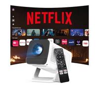 [Netflix-Oficial] Mini Smart Proyector 1080P Soporte 4K, Android 13, Auto Keystone, WiFi 6 Bluetooth 5.4, Proyector Portatil Compatible con iOS/Android/HDMI/TV Stick/USB/Laptop LYNCAST N300 Projector
