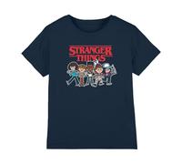 Netflix Stranger Things Cartoon Group Camiseta Infantil, Marino, 12-13 A
