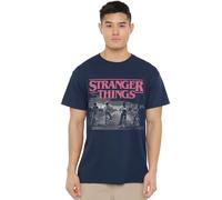 Netflix Stranger Things Poster Bike Scene Camiseta Unisex, Marino, S
