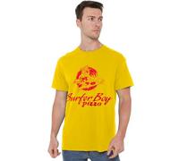Netflix Stranger Things Surfer Boy Pizza Camiseta Unisex, Amarillo, L