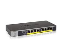 NETGEAR Conmutador Ethernet Gigabit PoE de 8 puertos PoE (GS108LP), Conmutador de red no gestionado, con 8 x PoE, 60 W actualizable , De sobremesa, para montaje en pared o en bastidor