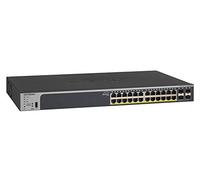 NETGEAR Conmutador inteligente PoE Gigabit Ethernet de 28 puertos (GS728TPP) - Administración de nube Insight opcional, 24 x PoE+ @ 380W, 4 x 1G SFP, montaje en escritorio o rack y protección limitada