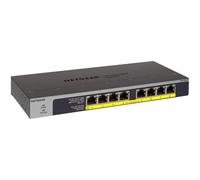 NETGEAR Conmutador Ethernet Gigabit PoE de 8 puertos PoE (GS108LP), Conmutador de red no gestionado, con 8 x PoE, 60 W actualizable , De sobremesa, para montaje en pared o en bastidor