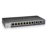 Netgear GS110MX-100UKS - Switch de red Smart Plus no gestionable (8 puertos Gigabit y 2 puertos 10G/MultiGigabit con montaje en pared o bastidor, sin ventilador) [modelo UK]