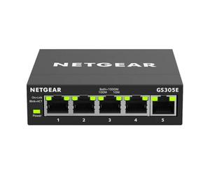 Netgear Switch Ethernet de 5 Puertos, conmutador de Red gestionado (GS305E) - Montaje en Pared o sobremesa, concentrador de Red doméstico