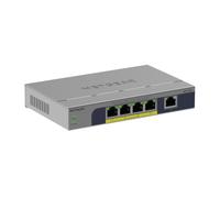 Netgear Switch 5 puertos GS105P-300EUS Gigabit PoE+ (4 PoE) 2000 MACs escritorio/pared sin ventilador
