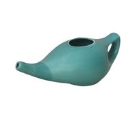 Neti Pot de cerámica de porcelana para limpieza nasal | Neti Pot con 10 sobres de sal Neti + folleto de instrucciones | Tratamiento natural para senos nasales, infecciones y congestión (turquesa)