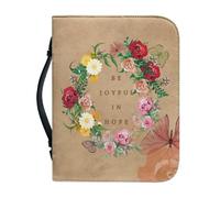 NETILGEN Be Joyful in Hope - Funda de piel sintética con cremallera y asa para la iglesia, para mujeres y hombres, protector de las Escrituras de la Biblia