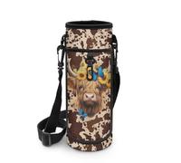 NETILGEN Bolsa portátil para botella de agua para adolescentes, niñas, viajes, bebidas al aire libre, bolsa de transporte para botellas, bolsa a prueba de fugas, Vaca marrón de las tierras altas