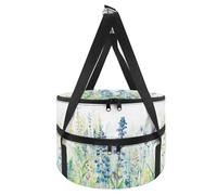 NETILGEN Cacerola aislada de dos pisos para alimentos fríos o calientes, soporte redondo para lasaña, para fiestas y picnics, Floral azul.