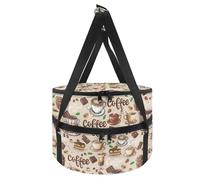 NETILGEN Cacerola redonda aislada para alimentos calientes o fríos, soporte redondo de doble piso, soporte para lasaña, bolsa de almuerzo para pícnics Cockouts Potluck, pastel de café, beige