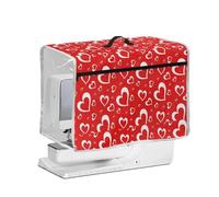 NETILGEN Cubierta protectora antipolvo para máquina de coser doméstica, transparente lateral y asa superior, cubierta acolchada para máquinas de coser, día de San Valentín, corazones