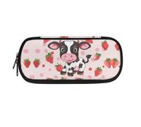 NETILGEN Estuche de gran capacidad para niños y niñas, estuche de almacenamiento de papelería, estuche para lápices, suministros escolares, Vaca lechera de fresa, Mochila escolar