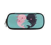 NETILGEN Estuche de lápices de gran capacidad para niños y niñas, estuche de almacenamiento para material escolar, Axolotls Rosas y Negros, Mochila