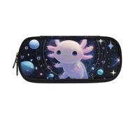 NETILGEN Estuche de papelería con compartimentos para niños, artículos de papelería, cosméticos, artículos de tocador, almacenamiento de bolígrafos para niñas, Universe Planet Axolotl, Mochila escolar
