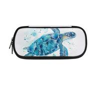 NETILGEN Estuche escolar para niños, organizador de artículos de papelería, soporte para bolígrafos, estuche para lápices, Tortuga marina azul, Mochila escolar